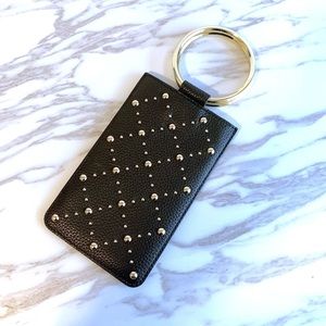 Kate Sade Black Leather Studded Phone Pouch
